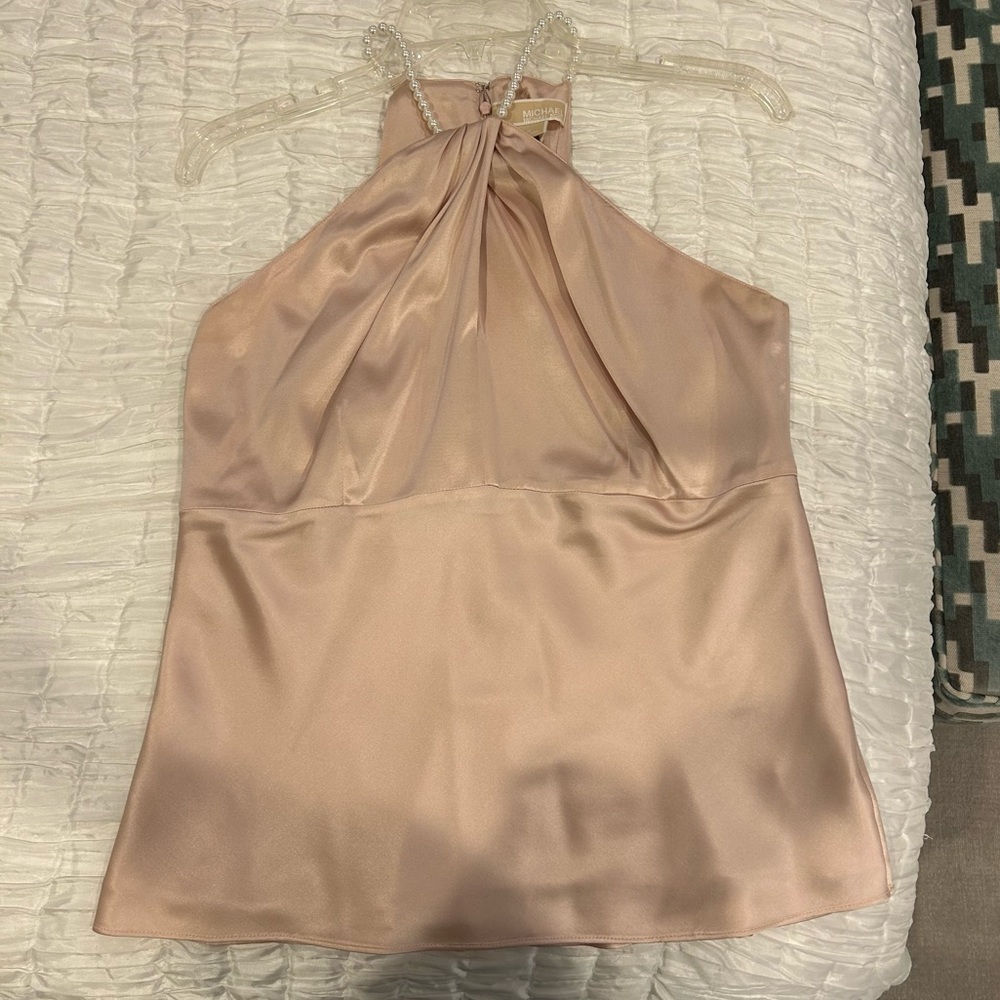 Michael Kors pink satin blouse, size 10